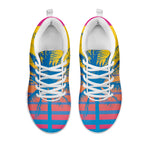 Retrowave Sunset Palm Tree Print White Sneakers