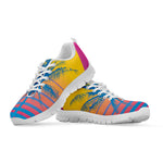 Retrowave Sunset Palm Tree Print White Sneakers