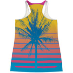 Retrowave Sunset Palm Tree Print Women's Racerback Tank Top