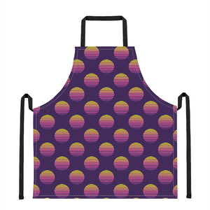 Retrowave Sunset Pattern Print Apron