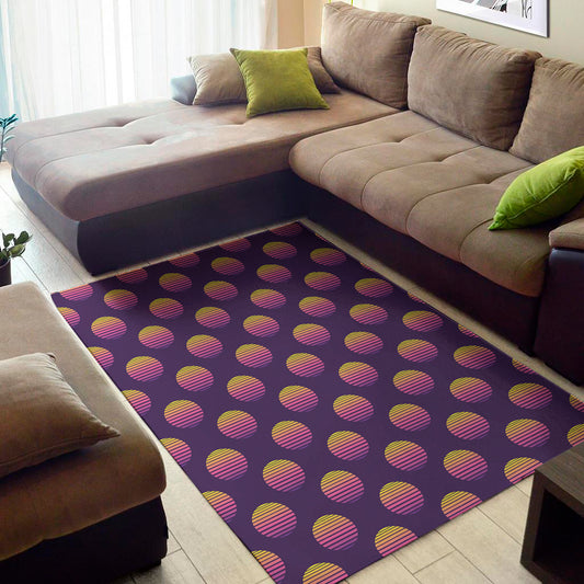 Retrowave Sunset Pattern Print Area Rug
