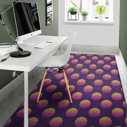 Retrowave Sunset Pattern Print Area Rug