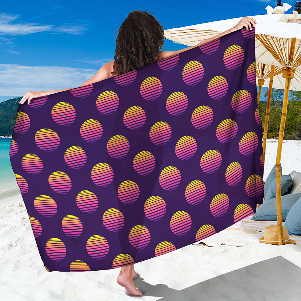 Retrowave Sunset Pattern Print Beach Sarong Wrap