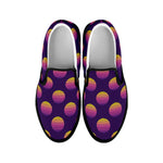 Retrowave Sunset Pattern Print Black Slip On Shoes
