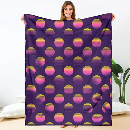 Retrowave Sunset Pattern Print Blanket