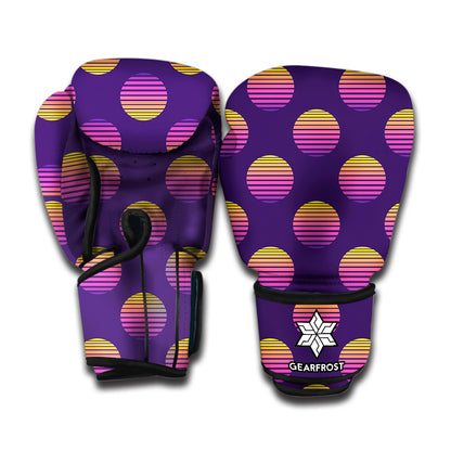 Retrowave Sunset Pattern Print Boxing Gloves