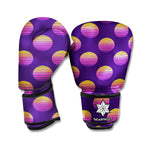 Retrowave Sunset Pattern Print Boxing Gloves