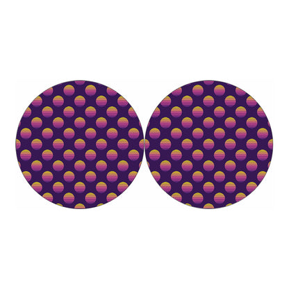 Retrowave Sunset Pattern Print Car Coasters