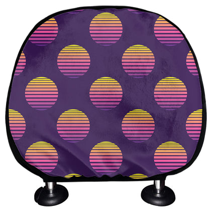 Retrowave Sunset Pattern Print Car Headrest Covers