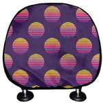 Retrowave Sunset Pattern Print Car Headrest Covers