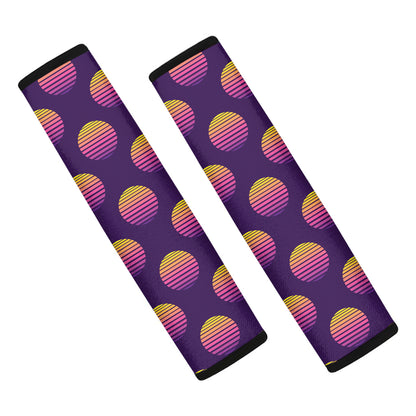 Retrowave Sunset Pattern Print Car Seat Belt Covers