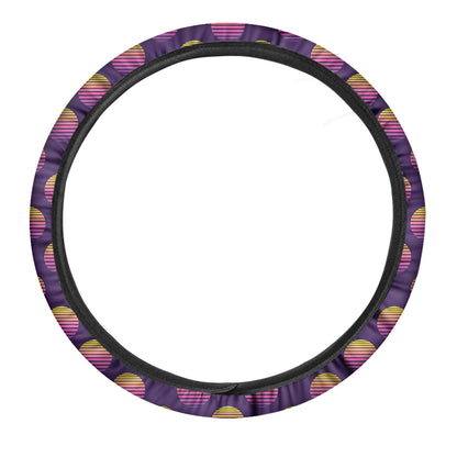 Retrowave Sunset Pattern Print Car Steering Wheel Cover