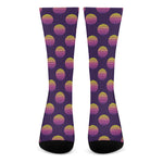 Retrowave Sunset Pattern Print Crew Socks