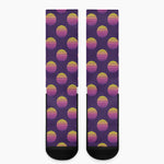 Retrowave Sunset Pattern Print Crew Socks