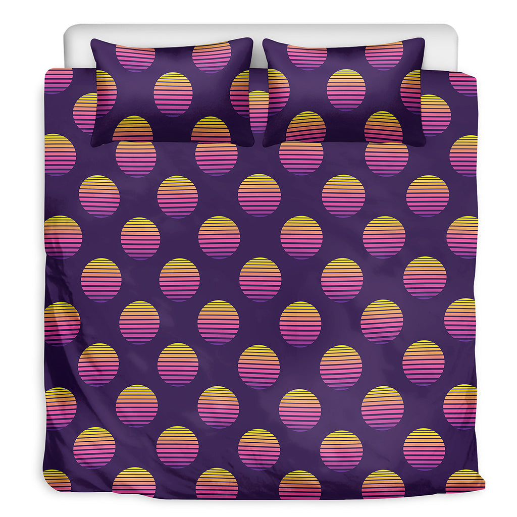Retrowave Sunset Pattern Print Duvet Cover Bedding Set