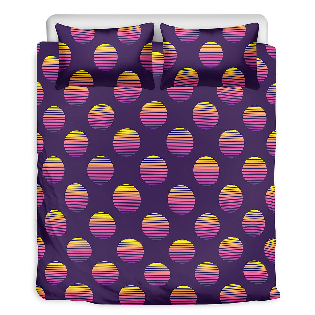 Retrowave Sunset Pattern Print Duvet Cover Bedding Set