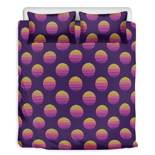 Retrowave Sunset Pattern Print Duvet Cover Bedding Set
