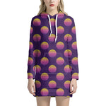 Retrowave Sunset Pattern Print Hoodie Dress