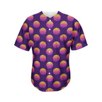 Retrowave Sunset Pattern Print Men's Baseball Jersey