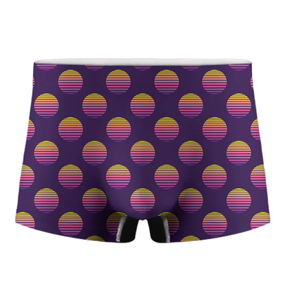 Retrowave Sunset Pattern Print Men's Boxer Briefs