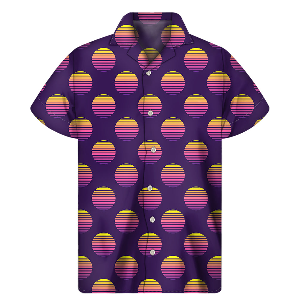 Retrowave Sunset Pattern Print Men's Short Sleeve Shirt