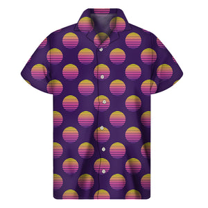 Retrowave Sunset Pattern Print Men's Short Sleeve Shirt