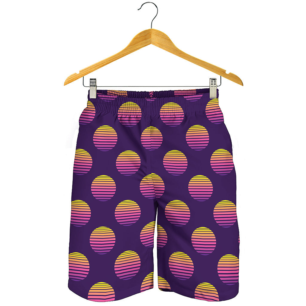 Retrowave Sunset Pattern Print Men's Shorts