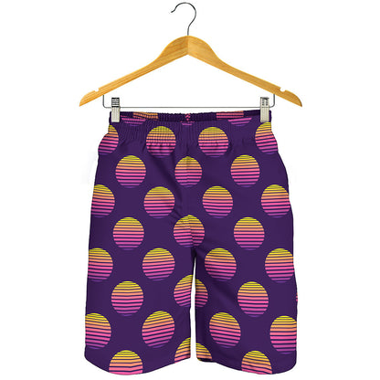 Retrowave Sunset Pattern Print Men's Shorts