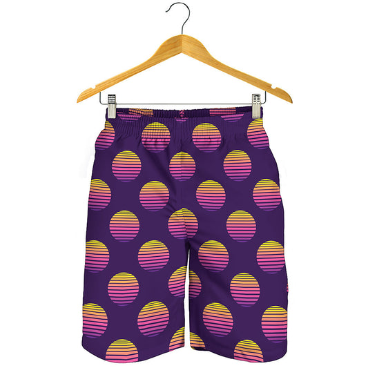 Retrowave Sunset Pattern Print Men's Shorts