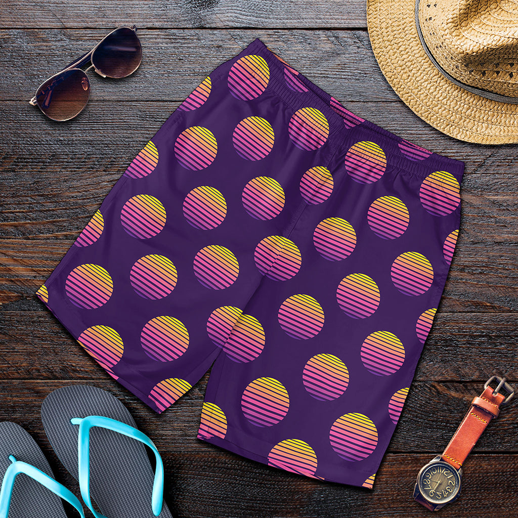 Retrowave Sunset Pattern Print Men's Shorts