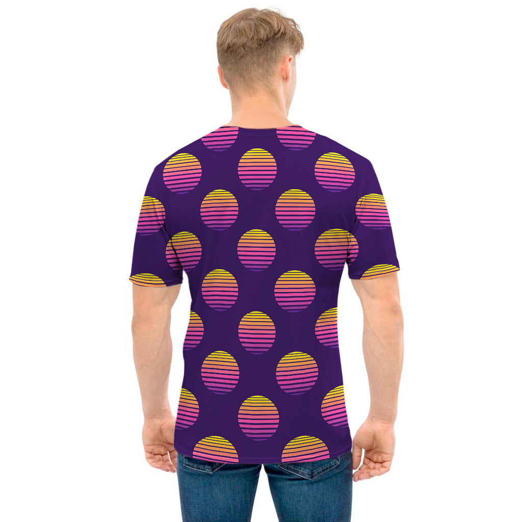 Retrowave Sunset Pattern Print Men's T-Shirt