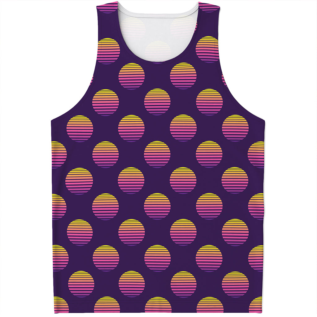 Retrowave Sunset Pattern Print Men's Tank Top