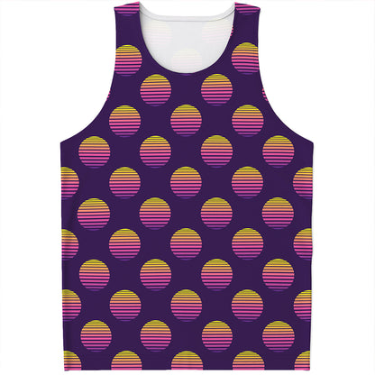 Retrowave Sunset Pattern Print Men's Tank Top