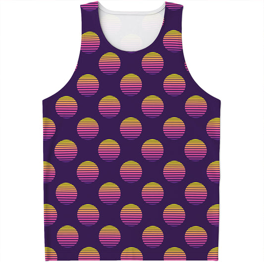 Retrowave Sunset Pattern Print Men's Tank Top