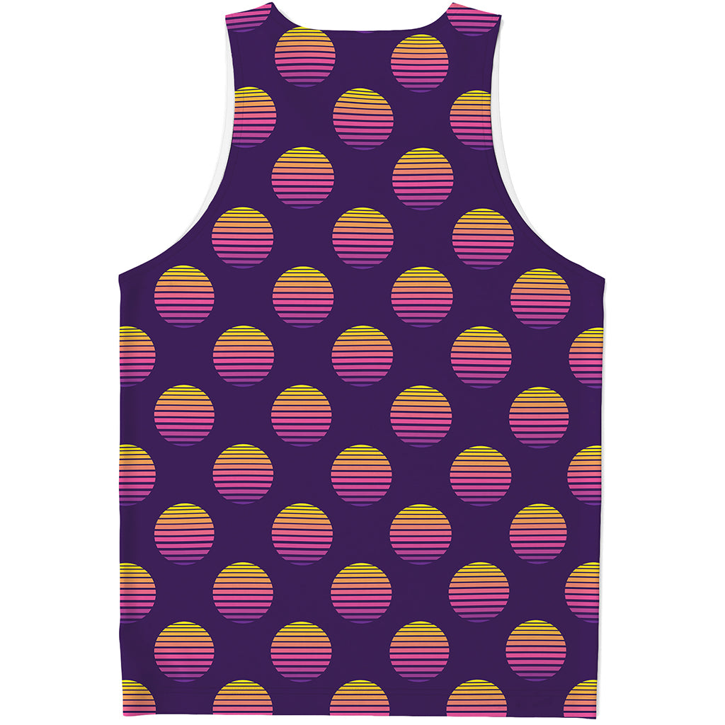 Retrowave Sunset Pattern Print Men's Tank Top