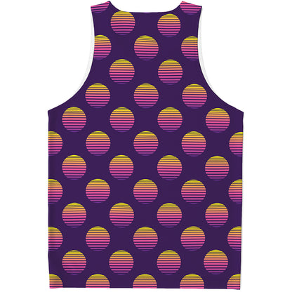 Retrowave Sunset Pattern Print Men's Tank Top