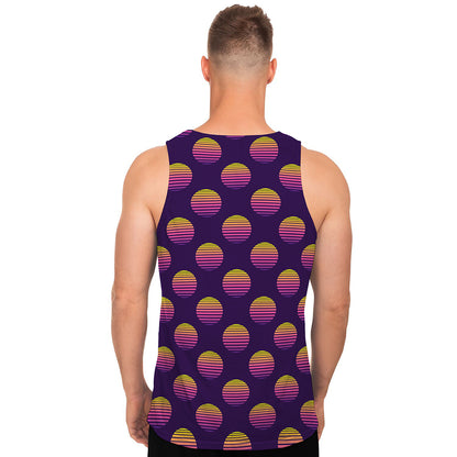 Retrowave Sunset Pattern Print Men's Tank Top