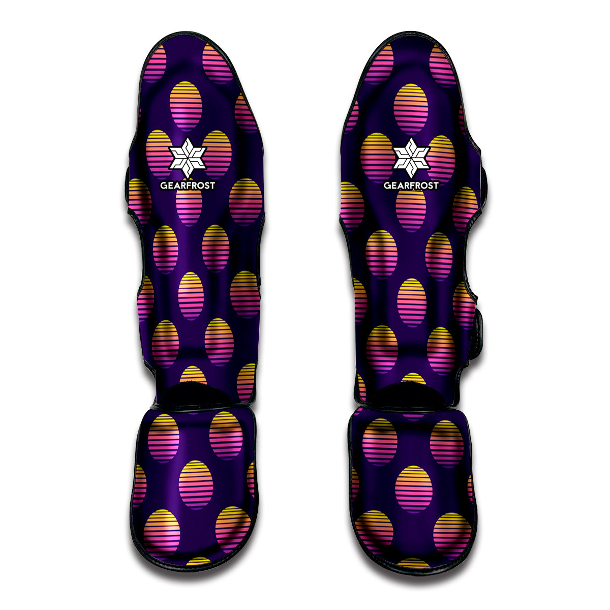 Retrowave Sunset Pattern Print Muay Thai Shin Guard