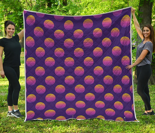 Retrowave Sunset Pattern Print Quilt