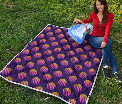 Retrowave Sunset Pattern Print Quilt