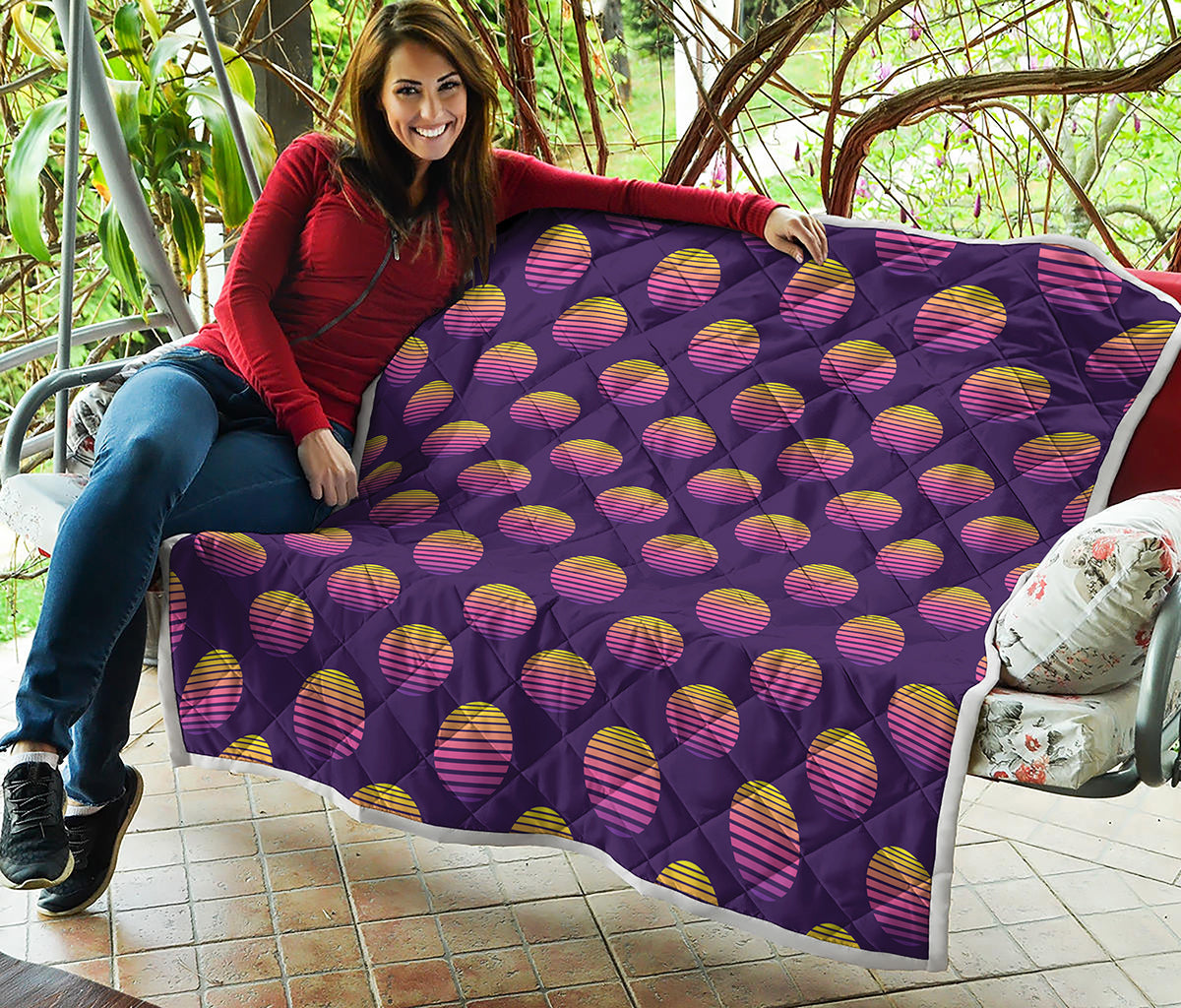 Retrowave Sunset Pattern Print Quilt