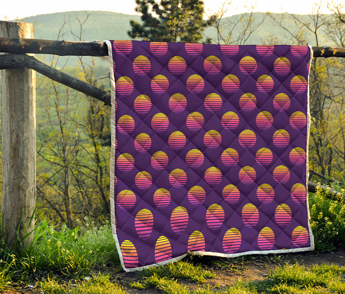 Retrowave Sunset Pattern Print Quilt