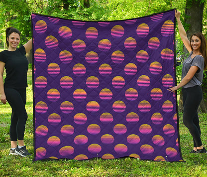 Retrowave Sunset Pattern Print Quilt