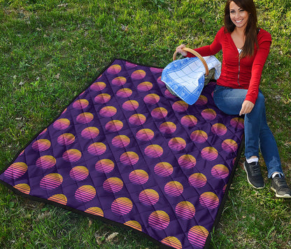 Retrowave Sunset Pattern Print Quilt