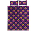 Retrowave Sunset Pattern Print Quilt Bed Set