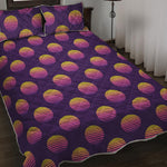 Retrowave Sunset Pattern Print Quilt Bed Set