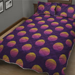 Retrowave Sunset Pattern Print Quilt Bed Set