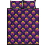 Retrowave Sunset Pattern Print Quilt Bed Set