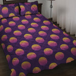 Retrowave Sunset Pattern Print Quilt Bed Set