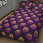 Retrowave Sunset Pattern Print Quilt Bed Set